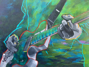 prophetic art, guitar, randy clark, redding, green guitar, bethel church, redding civic, randy clark 2023, healing conference, live art, painting, artwork, art, rowena